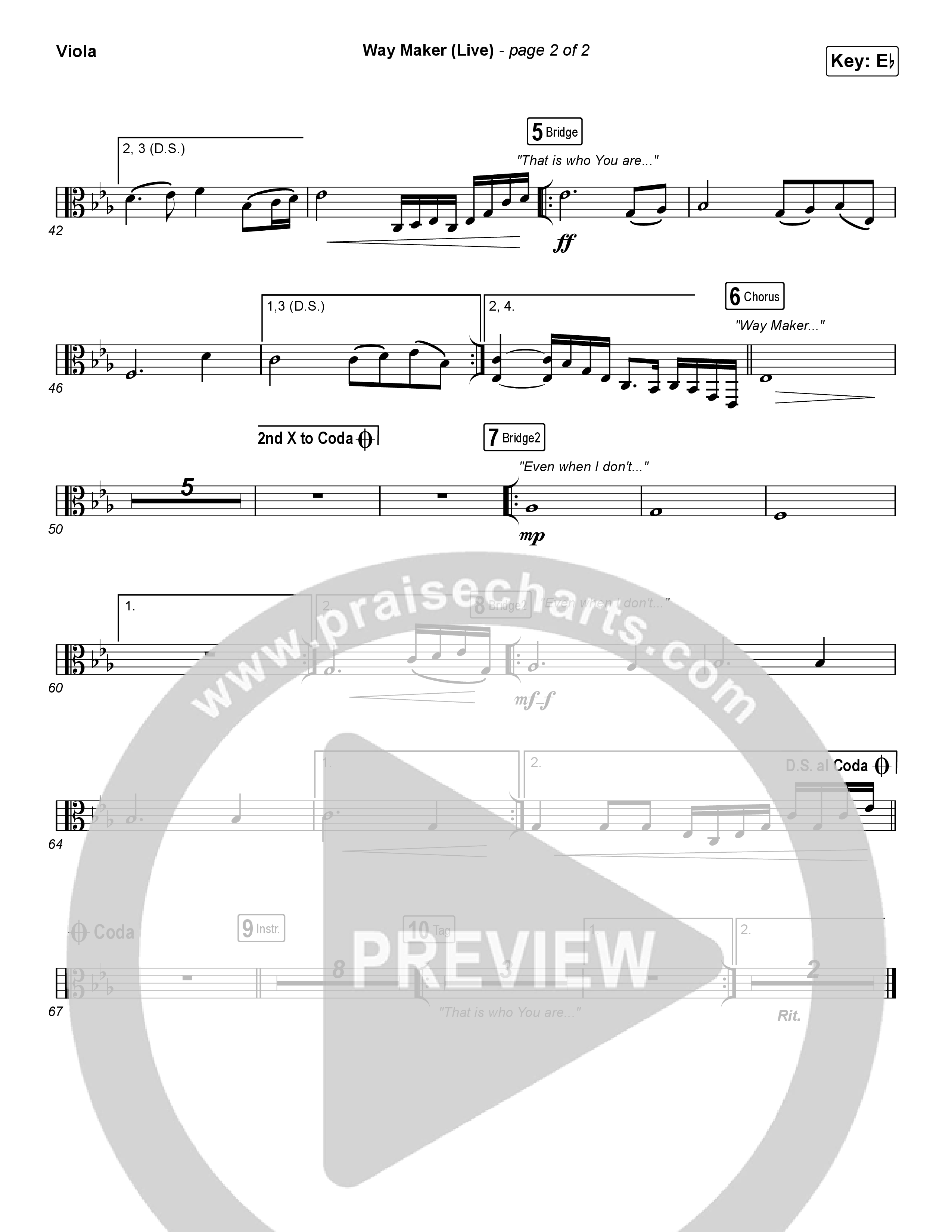 Way Maker (Choral Anthem SATB) Viola (Leeland / Arr. Luke Gambill)