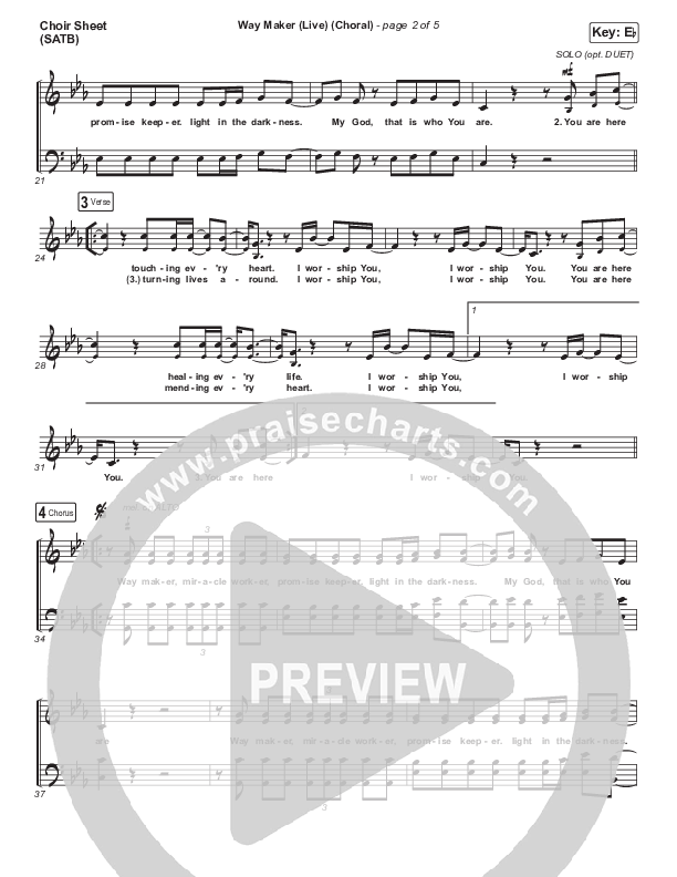 Way Maker (Choral Anthem SATB) Choir Sheet (SATB) (Leeland / Arr. Luke Gambill)