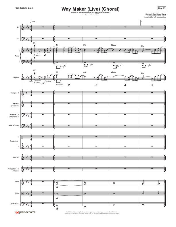 Way Maker (Choral Anthem SATB) Orchestration (Leeland / Arr. Luke Gambill)