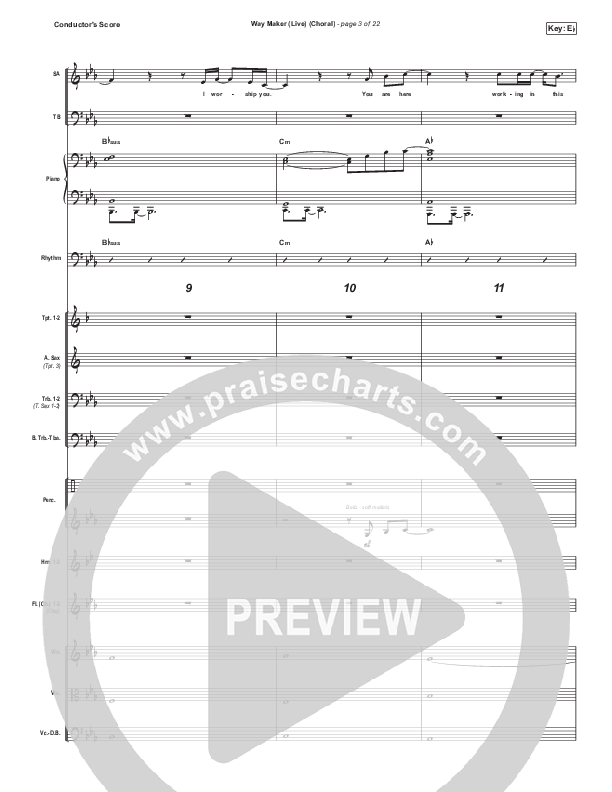 Way Maker (Choral Anthem SATB) Conductor's Score (Leeland / Arr. Luke Gambill)
