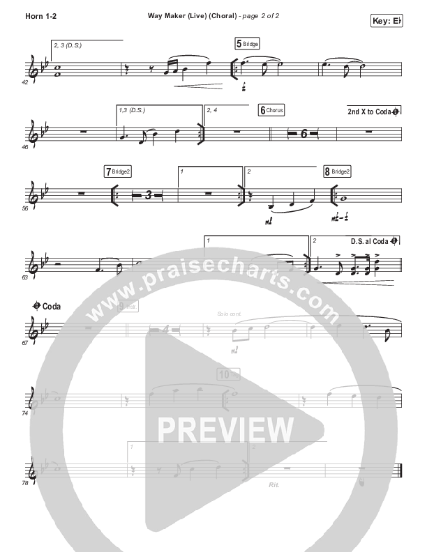 Way Maker (Choral Anthem SATB) French Horn 1,2 (Leeland / Arr. Luke Gambill)