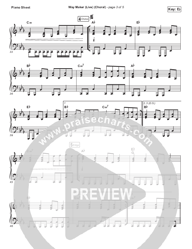 Way Maker (Choral Anthem SATB) Piano Sheet (Leeland / Arr. Luke Gambill)