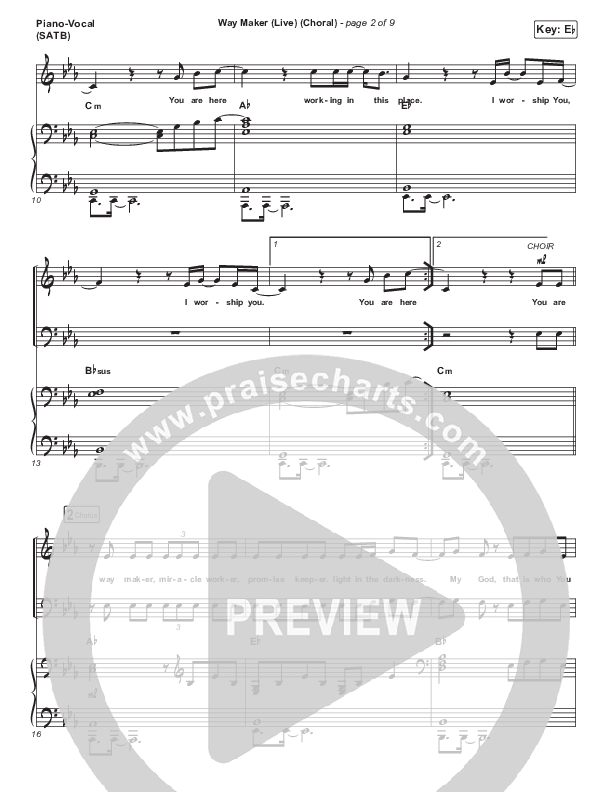Way Maker (Choral Anthem SATB) Piano/Choir (SATB) (Leeland / Arr. Luke Gambill)