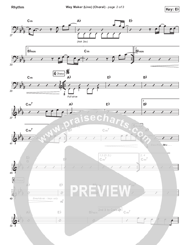 Way Maker (Choral Anthem SATB) Rhythm Chart (Leeland / Arr. Luke Gambill)