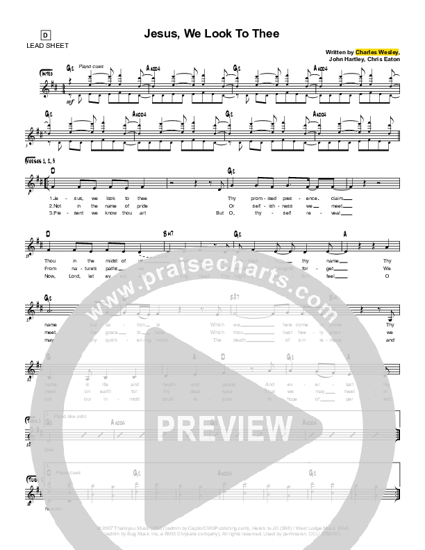 Jesus We Look To Thee Lead Sheet (Simple Hymns / Savannah Ellis)