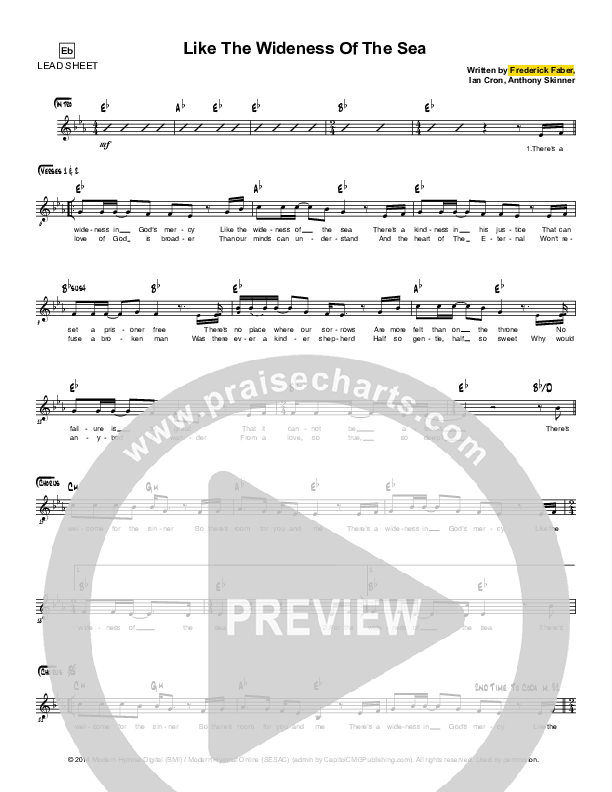 Like A Wideness Of The Sea Lead Sheet (Simple Hymns / Anthony Skinner)