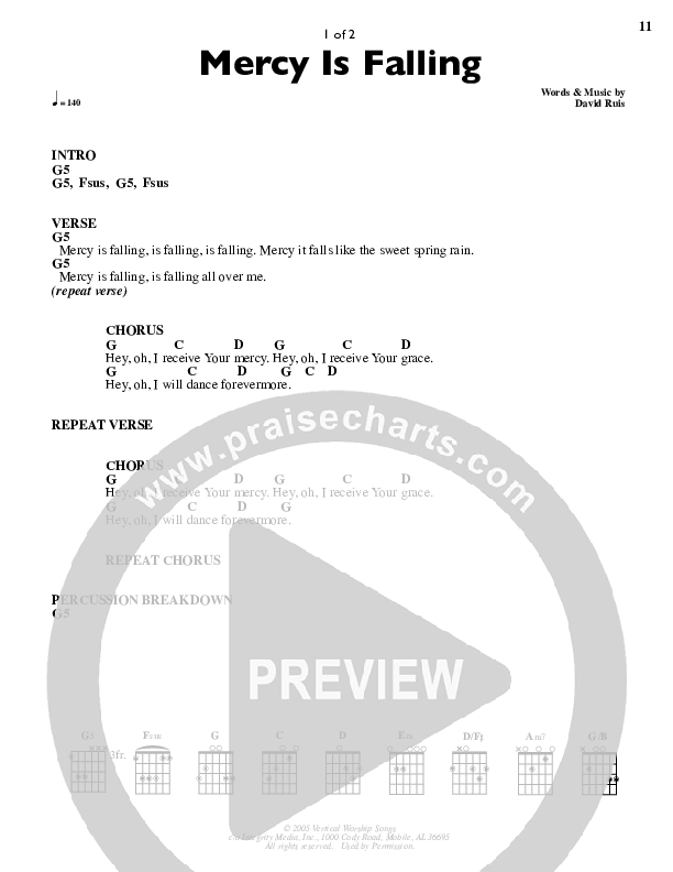 Mercy Is Falling Chord Chart (Desperation Band)