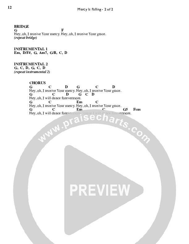 Mercy Is Falling Chord Chart (Desperation Band)