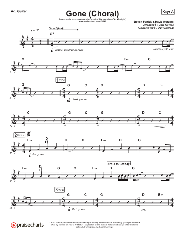 Gone (Choral Anthem SATB) Acoustic Guitar (Elevation Worship / Arr. Luke Gambill)