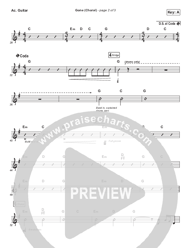 Gone (Choral Anthem SATB) Acoustic Guitar (Elevation Worship / Arr. Luke Gambill)