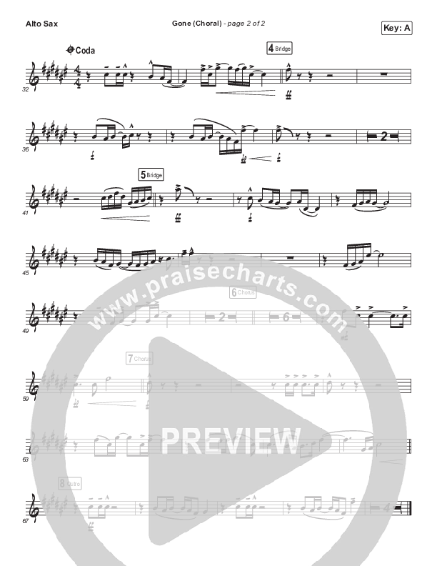 Gone (Choral Anthem SATB) Alto Sax (Elevation Worship / Arr. Luke Gambill)