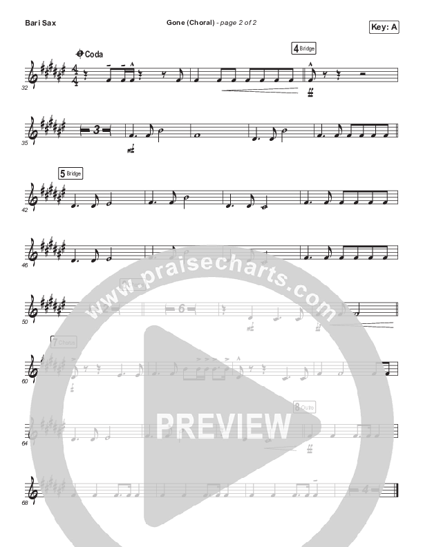 Gone (Choral Anthem SATB) Bari Sax (Elevation Worship / Arr. Luke Gambill)