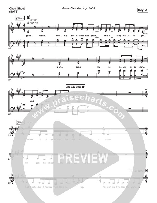 Gone (Choral Anthem SATB) Choir Vocals (SATB) (Elevation Worship / Arr. Luke Gambill)