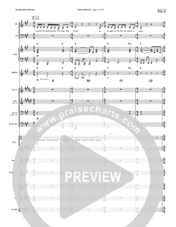 Gone (Choral Anthem SATB) Conductor's Score (Elevation Worship / Arr. Luke Gambill)