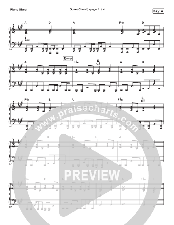 Gone (Choral Anthem SATB) Piano Sheet (Elevation Worship / Arr. Luke Gambill)