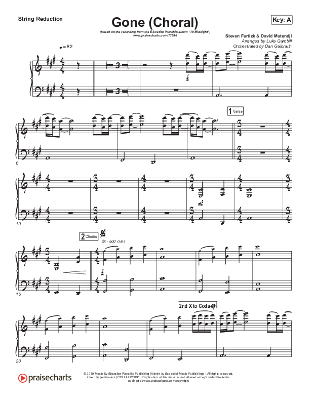 Gone (Choral Anthem SATB) Synth Strings (Elevation Worship / Arr. Luke Gambill)