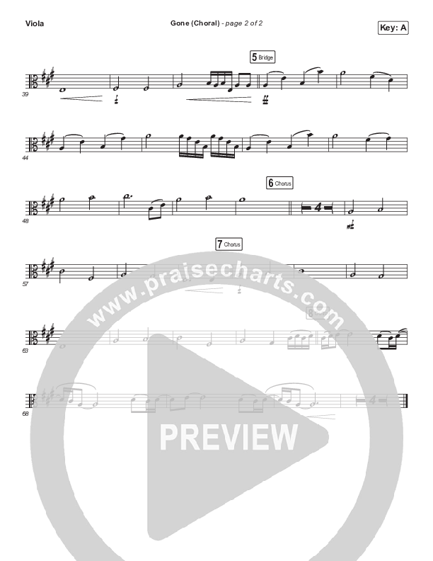 Gone (Choral Anthem SATB) Viola (Elevation Worship / Arr. Luke Gambill)
