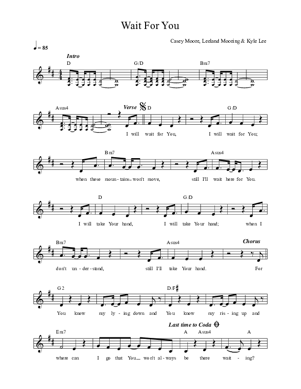Wait For You (Live) Lead Sheet (Leeland)