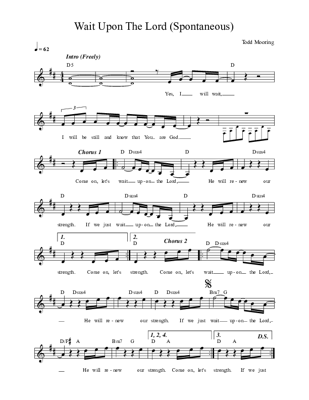 Wait Upon The Lord (Spontaneous) (Live) Lead Sheet (Leeland)