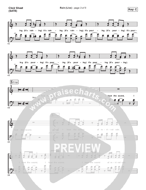 Rain (Live) Choir Sheet (SATB) (Leeland / Noel Robinson)