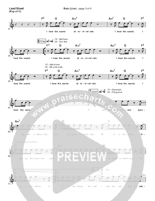 Rain (Live) Lead Sheet (Melody) (Leeland / Noel Robinson)