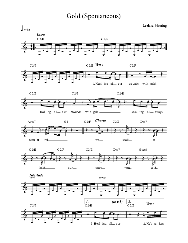Gold (Spontaneous) (Live) Choir Sheet (SATB) (Leeland)