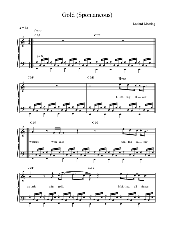 Gold (Spontaneous) (Live) Lead Sheet (Leeland)