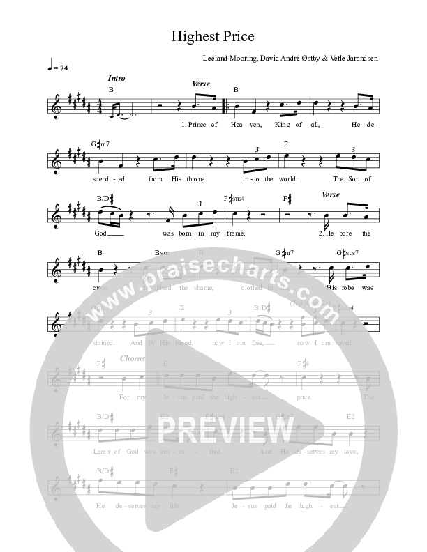 Highest Price (Live) Choir Sheet (SATB) (Leeland)