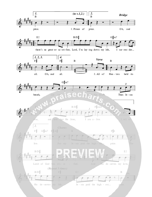 Highest Price (Live) Choir Sheet (SATB) (Leeland)