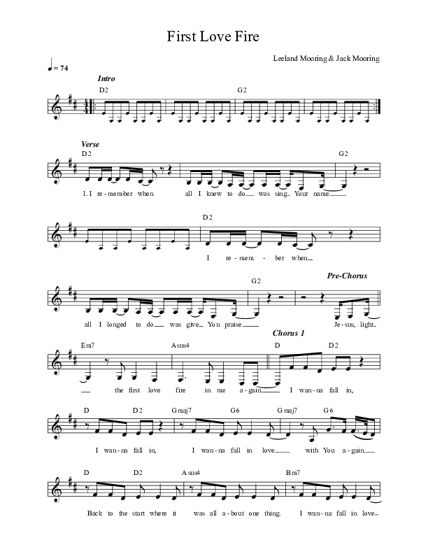 First Love Fire (Live) Lead Sheet (Leeland)