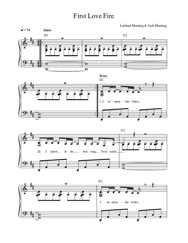First Love Fire (Live) Lead Sheet (SAT) (Leeland)