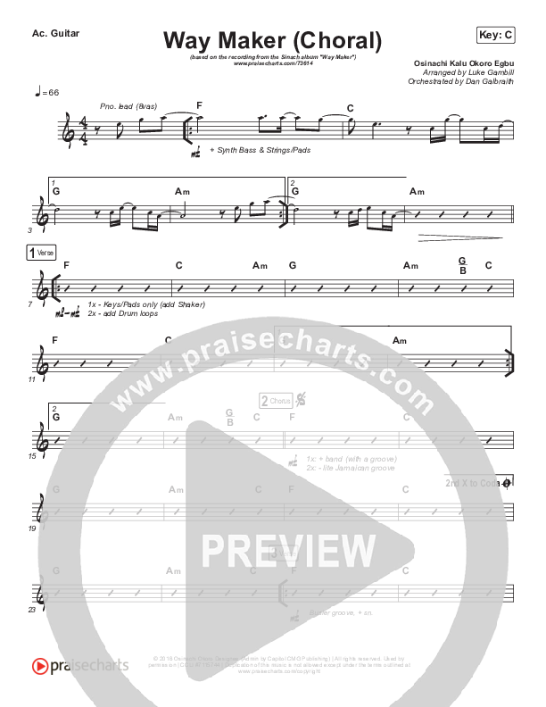 Way Maker (Choral Anthem SATB) Rhythm Chart (Sinach / Arr. Luke Gambill)