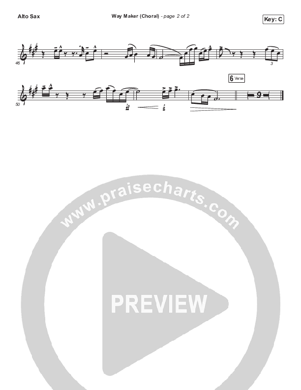 Way Maker (Choral Anthem SATB) Alto Sax (Sinach / Arr. Luke Gambill)