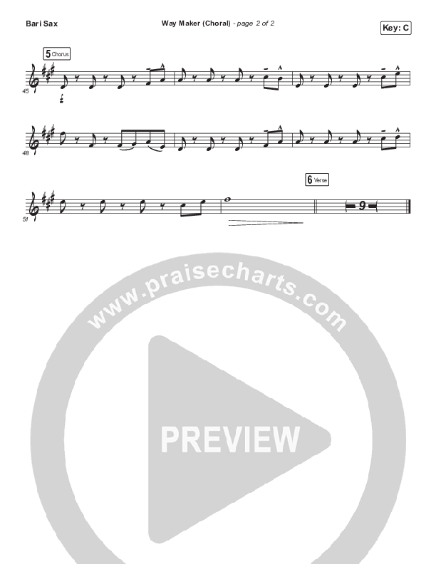 Way Maker (Choral Anthem SATB) Bari Sax (Sinach / Arr. Luke Gambill)