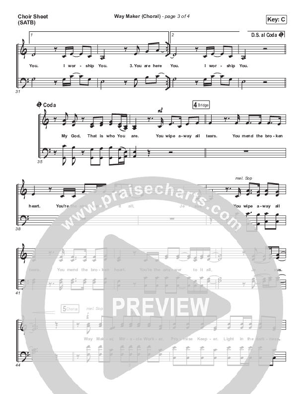 Way Maker (Choral Anthem SATB) Choir Sheet (SATB) (Sinach / Arr. Luke Gambill)
