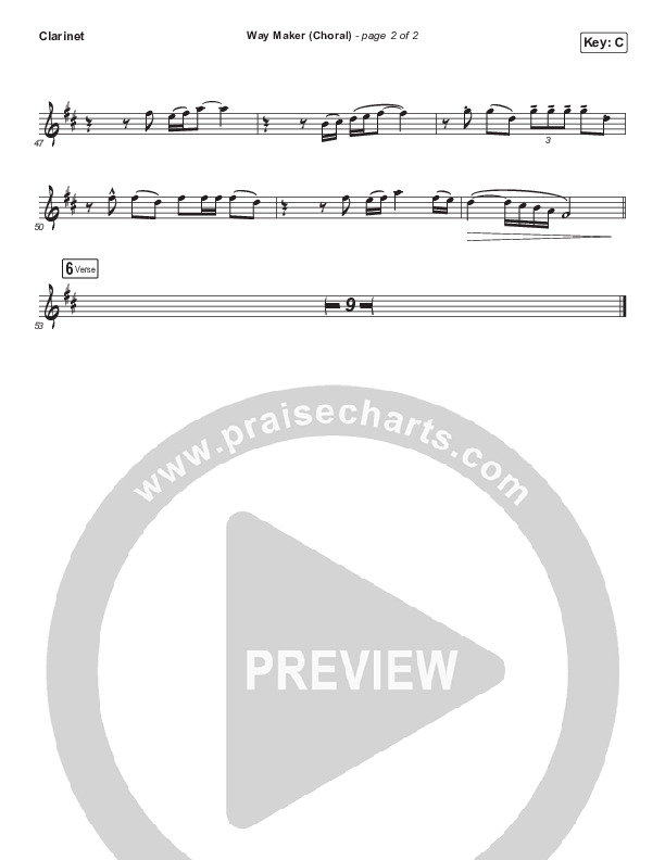 Way Maker (Choral Anthem SATB) Clarinet (Sinach / Arr. Luke Gambill)