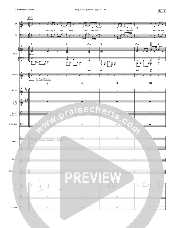 Way Maker (Choral Anthem SATB) Conductor's Score (Sinach / Arr. Luke Gambill)
