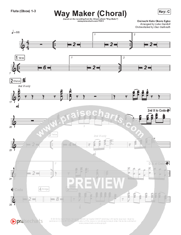 Way Maker (Choral Anthem SATB) Wind Pack (Sinach / Arr. Luke Gambill)
