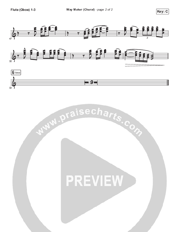 Way Maker (Choral Anthem SATB) Flute/Oboe 1/2/3 (Sinach / Arr. Luke Gambill)