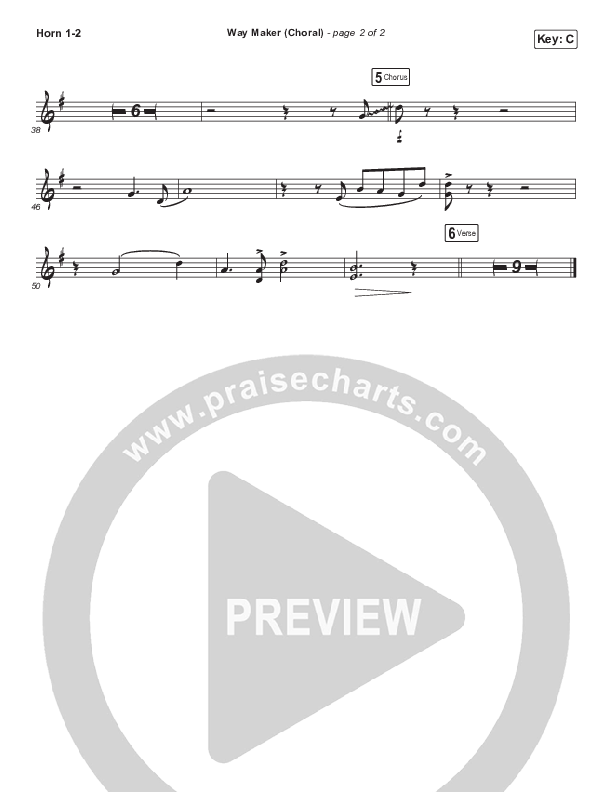 Way Maker (Choral Anthem SATB) French Horn 1/2 (Sinach / Arr. Luke Gambill)