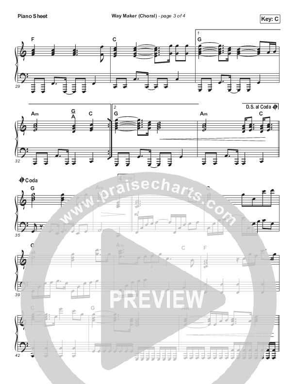 Way Maker (Choral Anthem SATB) Piano Sheet (Sinach / Arr. Luke Gambill)