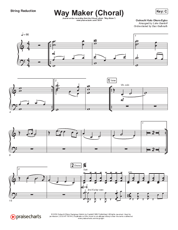 Way Maker (Choral Anthem SATB) String Pack (Sinach / Arr. Luke Gambill)