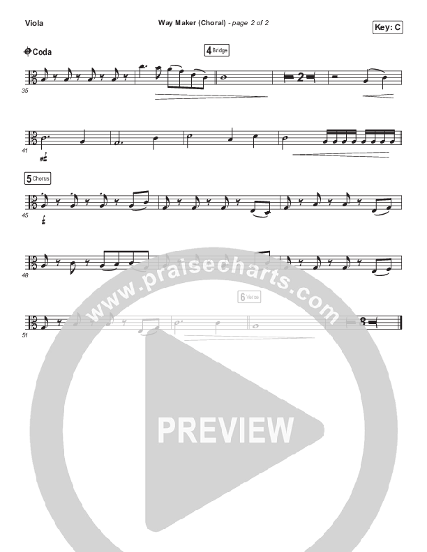 Way Maker (Choral Anthem SATB) Viola (Sinach / Arr. Luke Gambill)
