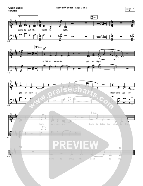 Star Of Wonder Choir Sheet (SATB) (Phil Wickham)