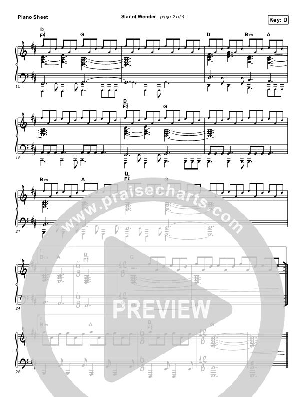 Star Of Wonder Piano Sheet (Phil Wickham)