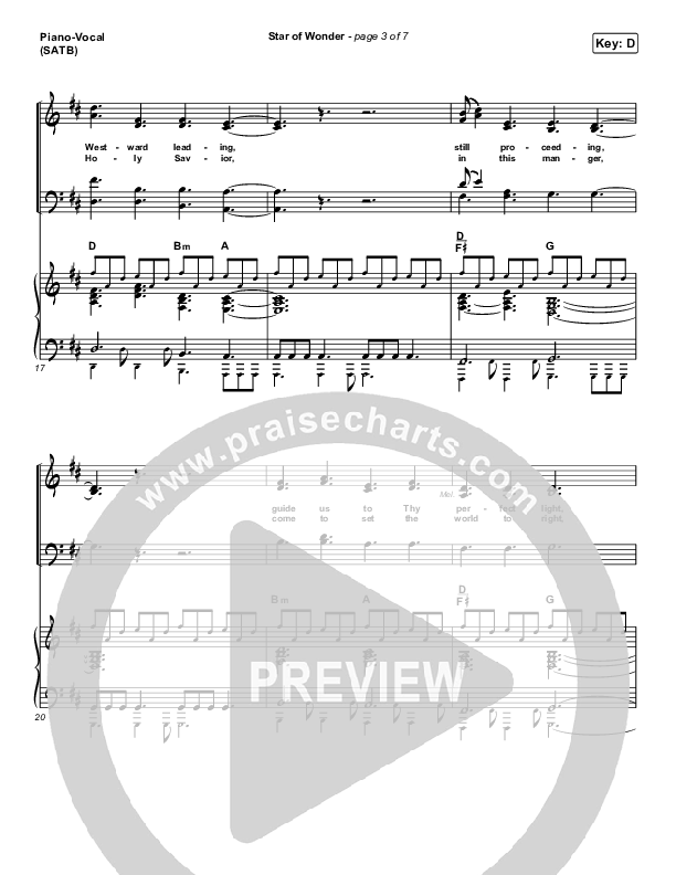 Star Of Wonder Piano/Vocal (SATB) (Phil Wickham)