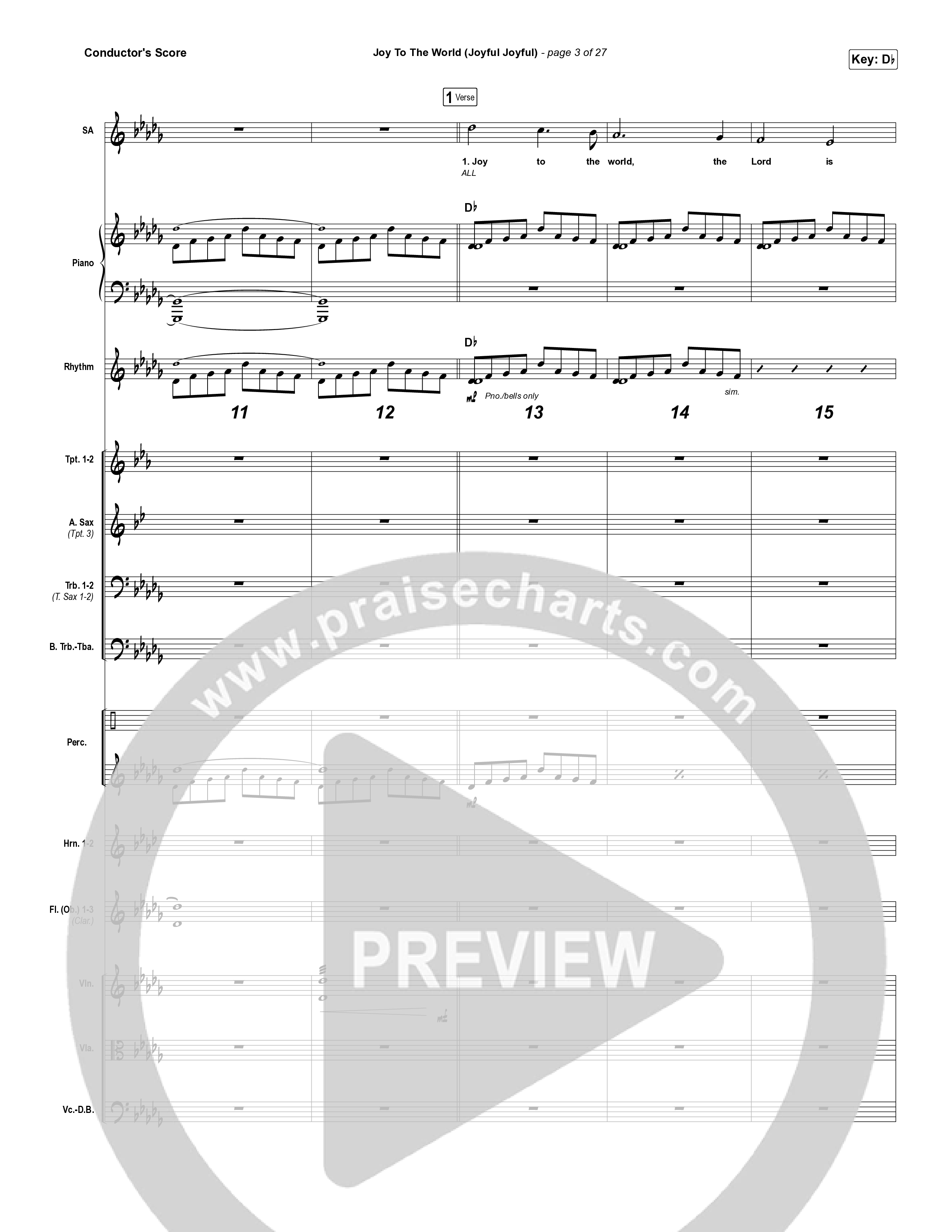 Joy To The World (Joyful Joyful) Conductor's Score (Phil Wickham)