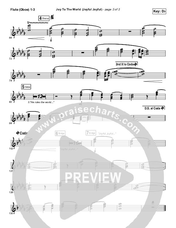 Joy To The World (Joyful Joyful) Flute/Oboe 1/2/3 (Phil Wickham)
