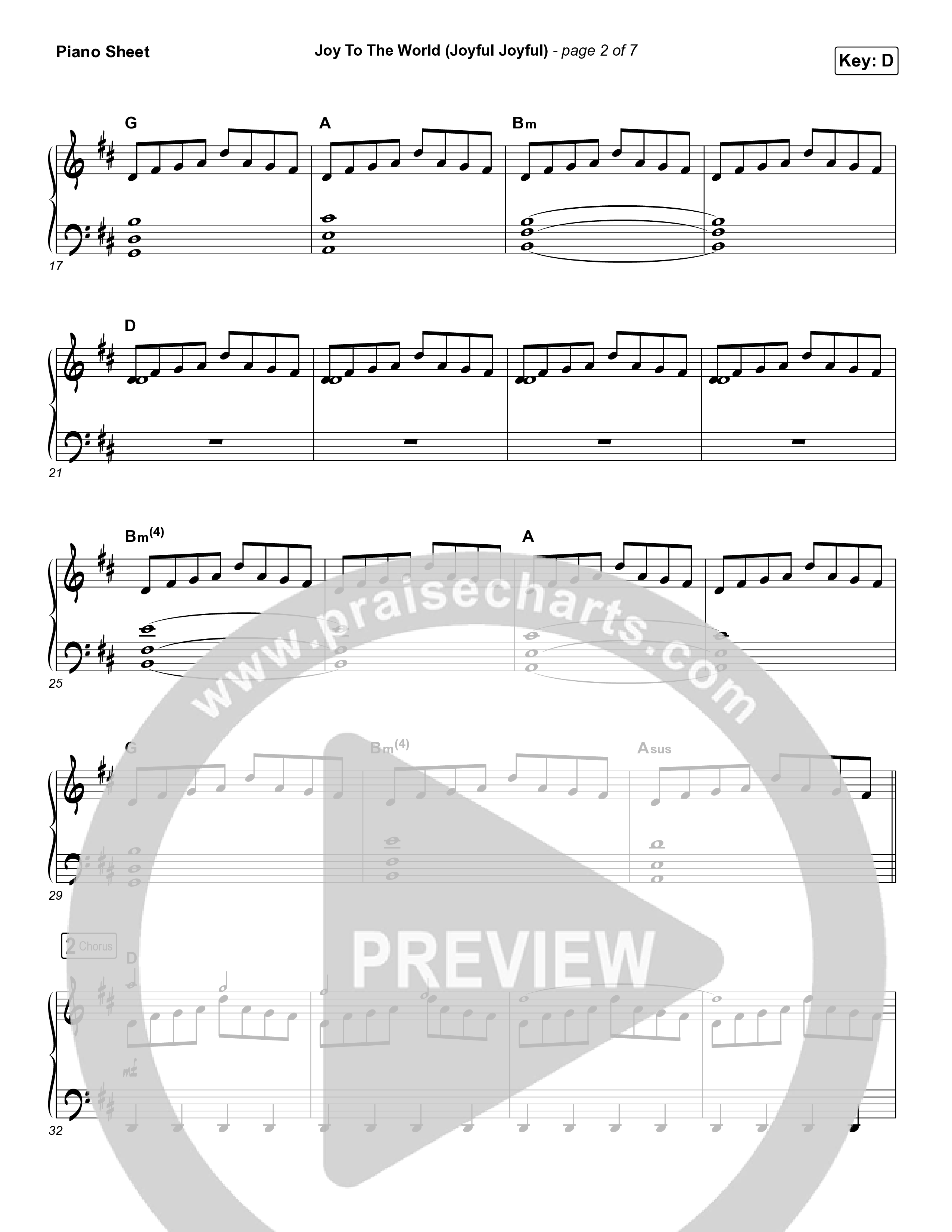 Joy To The World (Joyful Joyful) Piano Sheet (Phil Wickham)