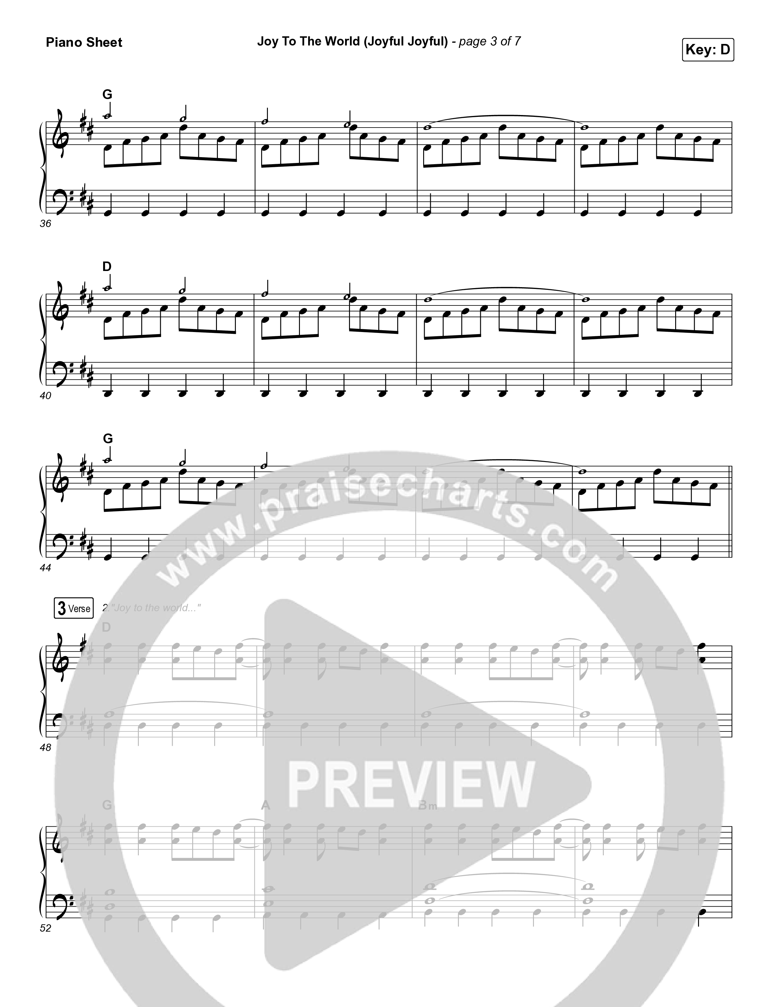 Joy To The World (Joyful Joyful) Piano Sheet (Phil Wickham)